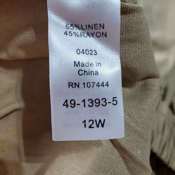 Jessica London Lightweight Linen Blend Straight Leg Pants Tan Plus Size 12W - Picture 9 of 11